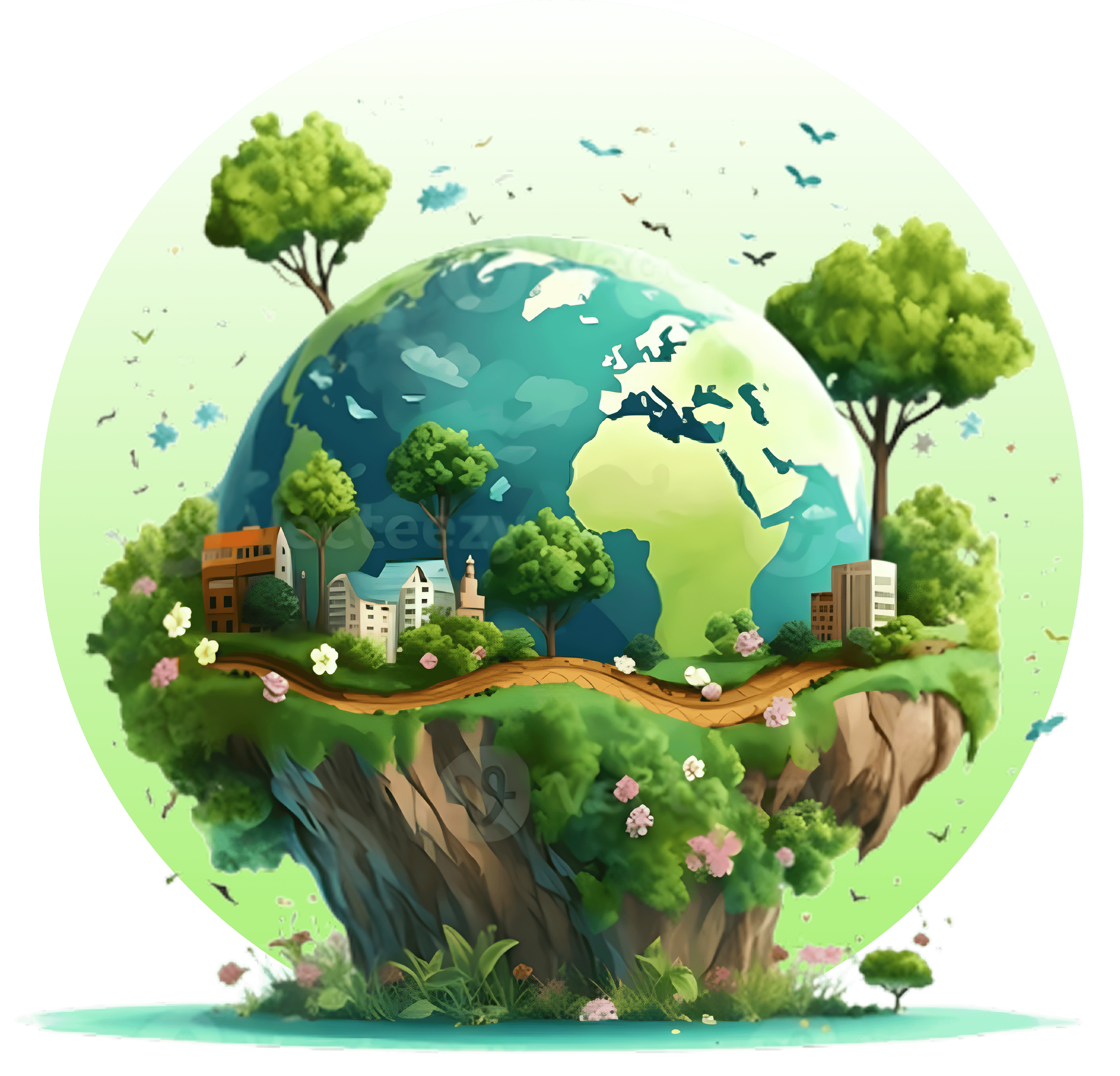 Illustration of earth and sustainable ecosystems